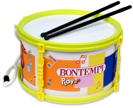 Bontempi | BeatMaster - Tamburo e Bacchette di 20cm per un'Esperienza Ritmica Completa, Giallo, 21,5x21,5x11,5 cm