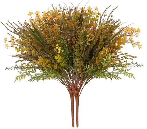 LXYANW 2 Stück Künstliche Pflanzen Deko, Künstliche Sträucher Zweige Herbstlaub Kunstpflanzen Herbst Deko für Zuhause Herbst Festival Tischdeko Thanksgiving Halloween Dekoration