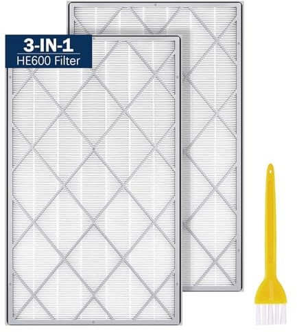 HE601 H13 True HEPA Replacement Filter Compatible with Shark Air Purifier 6(HE601 &HE602), HE6FKPET, 3-IN-1 H13 True HEPA for Shark HE601 Air Purifier Filter Replacement, 2 Pack