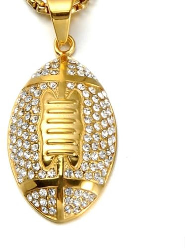 Sopodbacker Party Halskette Ketten Schmuck Herren Frauen Anhänger Necklace Fußball Anhänger Halskette Männer Anhänger Halskette American Football Zubehör Hip Hop Punk