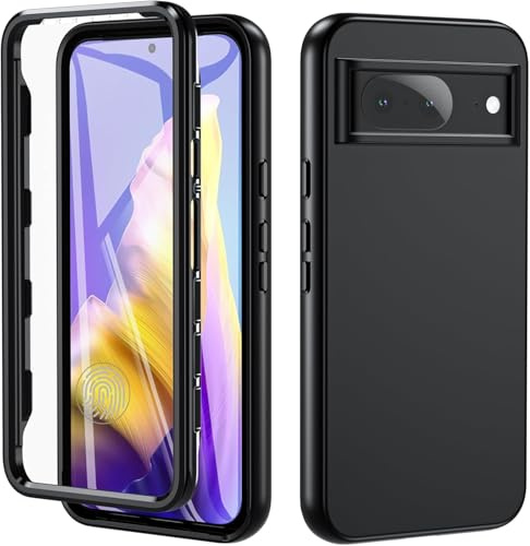 Funda para Google Pixel 8a, 360 Grados Antigolpes con Protector Pantalla Integrado Carcasa para Exteriores para Pixel 8A (360 Grados-Negro)