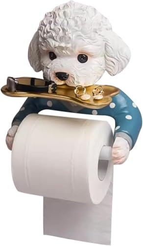 Tissue Roll Dispenser Creative Cute Teddy Dog Shape Toilet Paper Holder, Wall Mounted Towel Rack, Thoughtful Storage Tray