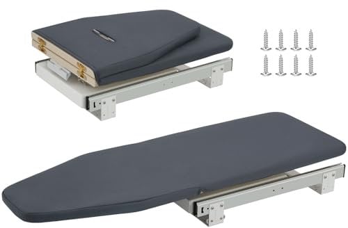 Tabla de planchar plegable – 80 x 30 cm, tabla de planchar montada en la pared, giratoria 180° con cubierta resistente al calor, para armario, sala de estar, lavandería