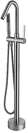 OWOHYG Robinet de Baignoire autoportant Robinet de Baignoire monotrou au Sol Robinet de Baignoire Chaude et Froide, Chrome (Dessin)