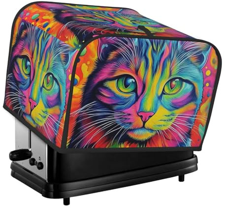 Bunte Katzentoaster-Abdeckung, passend für 4-Scheiben-Toaster, Anti-Sputter-Brotabdeckung, waschbar, Staubschutz