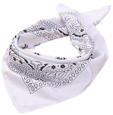 HEVIBK Bandana Damen Herren,Nickitücher Kopftuch Halstuch Männer, Unisex Tuch Bindetuch (Weiß)