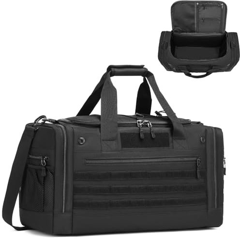 FRETHIND 45L Sporttasche Herren mit Schuhfach & 2 Trennwänder Reisetasche Taktische Sport Duffel Tasche für Gym Fitness Weekender Schwim (Schwarz)
