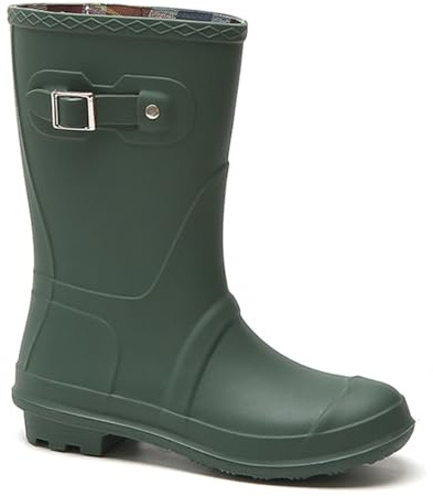 Harssidanzar Stivali di gomma da donna Stivali da pioggia mezzo alto impermeabile scarpe da giardino per le donne HL224EU, Verde, Taglia 38