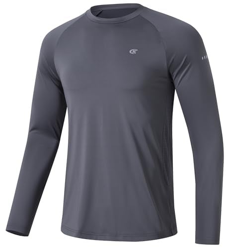 Huayuzh Herren UV-Schutz Rashguard UV Shirt UPF 50+ Langarmshirt Schwimm T-Shirt Schnelltrocknend Atmungsaktiv Surfen Dunkelgrau 3XL