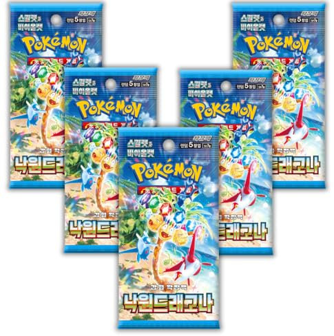 Korean Pokemon Surging Sparks | Trading Cards 5 Pack Booster Bundle | Korean Pokemon Cards Premium Collection | Scarlet and Violet Paradise Dragona Booster Bundle | TCYM Authenticated