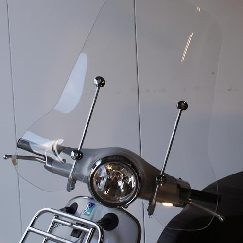 Aplus Windschutzscheibe kompatibel mit Vespa Primavera 720 mm hoch, 660 mm breit – Klare Roller Scheibe windschild