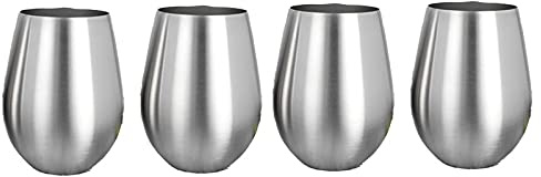 UrbanNest 4PCS Stainless Steel Stemless Wine Glasses Kitchen Bar Unbreakable Metal Drink Cups for Indoor & Outdoor Picnics Camping
