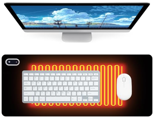 Schreibtischunterlage Beheizte: 80x33cm Tischunterlage Beheizte mit Funktion Heizung, Beheiztes Mauspad mit 5 Heizstufen, Wasserdicht Mausmatte Heizmatte Schreibtisch für PC, Laptop, Zuhause, Büro