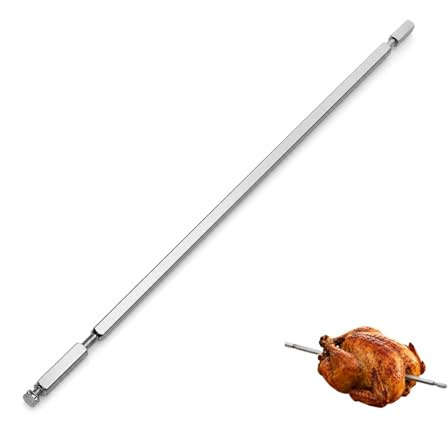 Cabilock Fourchette à brochette tournante en acier inoxydable de 45 cm - Broche de rechange pour friteuse à air chaud et four - Accessoires de barbecue - Support pour poulet - Pour dinde, volaille