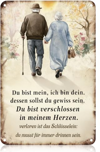 Blechschild Sprüche, Schilder mit Sprüchen „Du bist mein, ich bin dein“, Romantisches Paar Wanddeko, Aluminium Blechschilder Retro Deko für Jahrestag, Hochzeit, Valentinstag, Freundschaft Geschenke