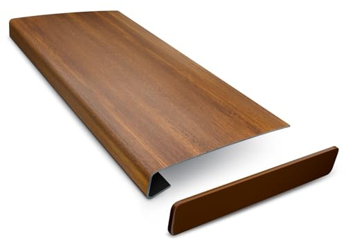 DQ-PP Fensterbank Verkleidung – Goldene Eiche - 38 x 50cm – Dicke 3mm – PVC Fensterbrett individuell anpassen – mit Seitenabschluss – zuschneidebare Abdeckung und moderne Renovierung