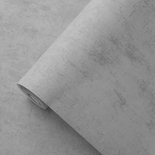 Cathpetic Grey Concrete Textured Wallpaper Cement Distressed Pattern Industrial Wallpaper Feature Retro Decorative Wall Paper Roll for Living Room Bedroom Kitchen Front Room,1Roll=5m²