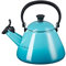 Le Creuset Bouilloire Kone Pour Cuisinière avec Sifflement, Acier Émaillé, 1,6 L, Bleu Caraïbes, 92000200490000