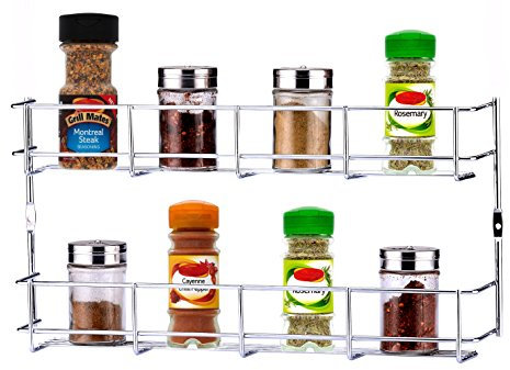 Buckingham 2 Tier Spice and Herb Rack Premium Quality Heavy-Duty Chrome Wall Mounted Kitchen Cupboard Storage Organiser 38.5 Cm