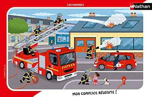 Nathan – Kinderpuzzle – Rahmen 15 Teile – Feuerwehr – Mädchen oder Jungen ab 3 Jahren – hochwertiges Puzzle – Dicker und robuster Karton – Alltag und Arbeit – 86138