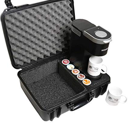 Case Club Pre-Cut Waterproof Case Compatible with Keurig K-Mini Coffee Maker - Holds 2 Mugs and Stores 5 Pods