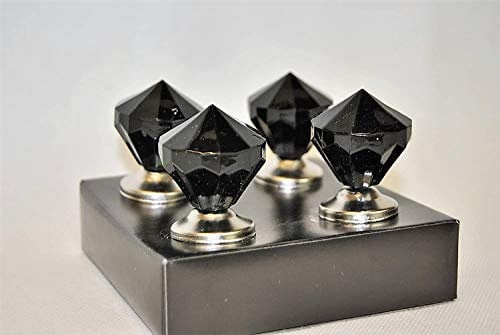 FSL- Drawer Knobs Door Handles 4 Large Black Glass Crystal style Acrylic knobs