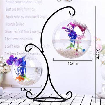 Tutoy Klarglas Hängende Kugel Mini Aquarium Aquarium Home Office Desktop Stand Dekorationen - A.