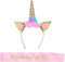 Einhorn Haarband,Einhorn Stirnband Gold Blumen Horn Haarreif mit Birthday Girl Schärpe für Kinder Erwachsene Geburtstag Ostern Party Cosplay Kostüm Zubehör