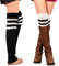 XEPST 2 Paar Stulpen Damen Gestrickte Beinwärmer, Damen Lang Stulpe Leg Warmer Stricken Häkelarbeit Leg Warmers Mädchen Stiefel Boot Abdeckung für Winterwärmer - Schwarz, Weiß