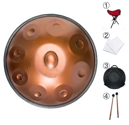 GLADFRESIT Handpan in D-Moll, Auffälliges Lila-Rot, Mit Ständer, Koffer, Strapazierfähigen Schlägeln und Staubfreiem Tuch (9-432Hz)