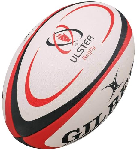Gilbert Ulster Rugby-Ball, Größe 5, rot / schwarz, Size 5