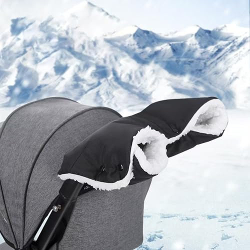 Kinderwagen Handwärmer, Universalgröße Handwärmer für Kinderwagen Buggy, Frostschutzmittel Handwärmer Kinderwagen mit Fleece Innenseite, Extra Weicher Wasserfest Winddicht Kinderwagenmuff Handmuff