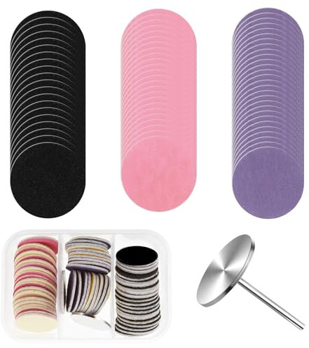60Pcs Sanding Paper Discs(#80#150#240 Grits) and Metal Nail Drill Bit Foot Files, Feet Grinder Sandpaper Sanding Disc, Sanding Paper Discs for Dead Skin Callus Cuticle Remover Manicure Pedicure