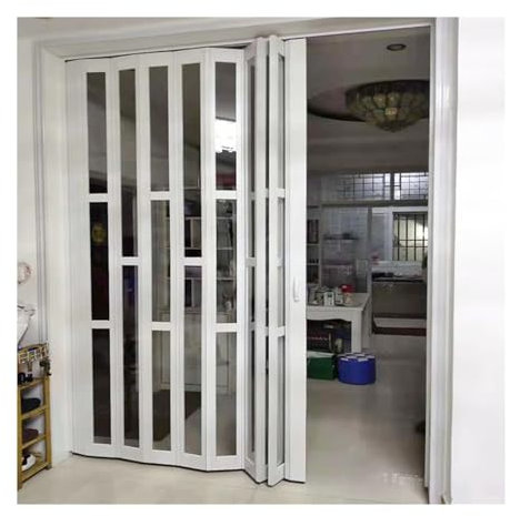 Porte coulissante, Porte Pliante accordéon Porte accordéon en aluminium avec verre acrylique transparent, portes intérieures pliantes blanches de 80 cm de hauteur pour porte de séparation de pièce, ch
