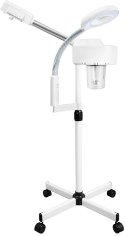 Gesichtsdampfer 800W Professioneller 2 in 1 Gesicht Dampfer | Drehbare Gesichtsdampfgerät mit 5 Fache LED Lupenleuchte für Salon oder Zuhause