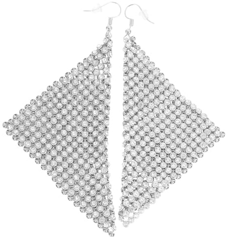 TOGEVAL Orecchini Lunghi da Donna Strass in Lega Argento, Leggeri e Resistenti alla Deformazione, come Regalo Elegante e Moderno