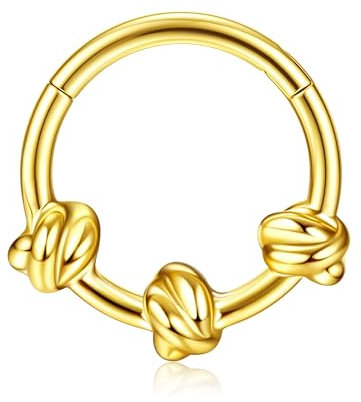 BodyBonita Septum Piercing 16G – 316L Edelstahl Nasenpiercing Nasenring Reifen für Damen Herren Helix Conch Piercings Tragus Daith Knorpel Piercing Gold 10 mm Eternal Knot