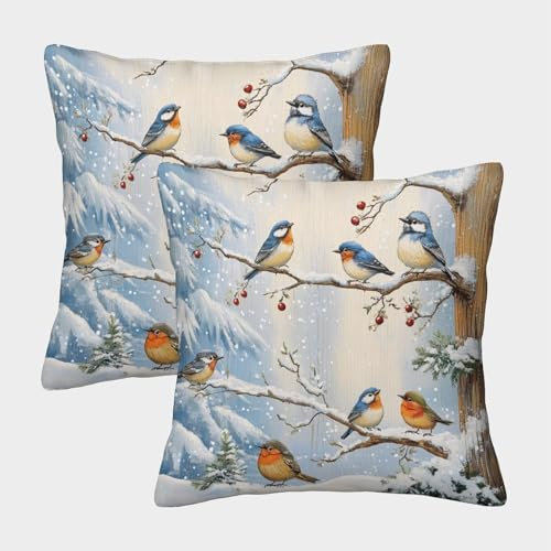 WENNUAN 2er-Pack 40x40cm Kissenbezug Cartoon Dekorativer Kissenbezug Winter Wild Tiere Kissenbezug