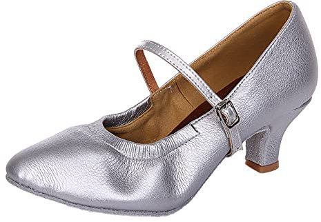 Fußball Schuhe Damen Damen Modern Dance Schuhe Indoor Tanzschuhe Dance Square Dance Schuhe Nationale Standard Tanzschuhe 97 Schuhe Damen (Silver, 39)