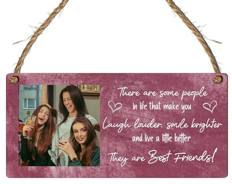 Personalised Best Friends Make Life Brighter Plaque with Custom Photo | MDF or Acrylic Hanging Sign for Friendship Gifts | Heartfelt Keepsake for Besties (Mauve, Mdf Wood Indoor Use Only)