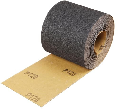 Shineboc Sandpaper Roll 120 Grit, 93mm x 10m Wet and Dry Use Sanding Rolls for Wood Metal Stainless Steel Hand Sanders, Silicon carbide material