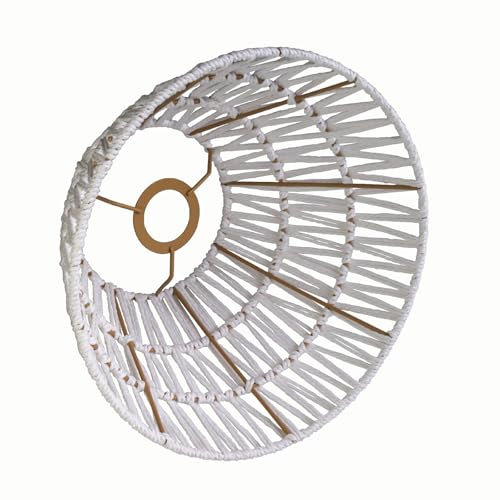 lampenschirm Boho Rattan Lampenschirm e27 Kronleuchter Wand Stehlampe Weide Boho Lampenschirm Tisch/Schreibtisch Schatte (weiß, 1 Stück-Durchmesser 30cm*Höhe 17cm)