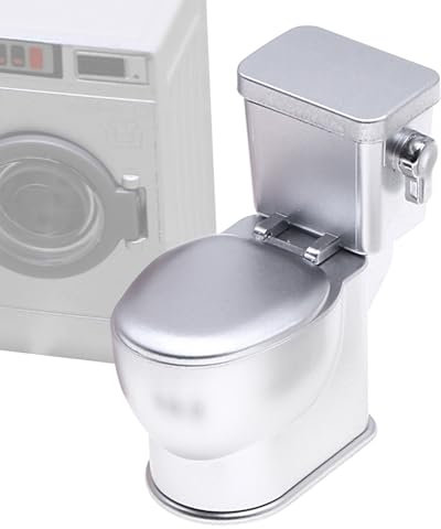 Mini-Klo für Puppenhaus - WC-Sitz mit Abflussgeräusch, Miniatur-WC-Tasse für Spielzeug-Bad, Puppenbademöbel, Toilettenset für maßstabsgetreue Puppen, Zubehör von