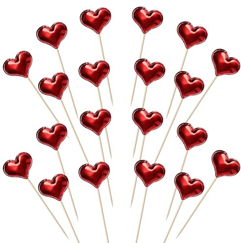 SYKYCTCY 30 Pack Red Heart Cupcake Toppers Twinkle Sweet Love Heart Cupcake Picks Happy Valentine's Day Cake Topper Happy Birthday Wedding Engagement Baby Shower Cake Decorations Party Supplies