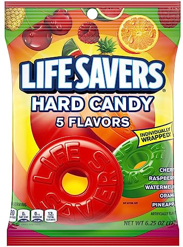 LIFE SAVERS 5 Geschmacksrichtungen Hard Candy Bag Hard Candy für Goodie Bags, Road Trips, Leckereien, 177.2 g (12 Stück)