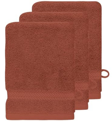 Sensei Maison - Lot de 3 Gants de Toilette 550 g/m² Luxury - 16x22 cm - Terracota