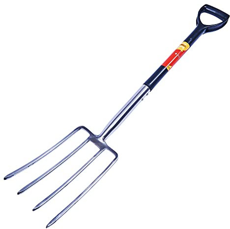 Amtech - Digging Fork for Weeding, Digging Up Soil, and Other Gardening Needs, Heavy Duty DIY, Easy to Use, Durable and Long Lasting with Hardened Stainless Steel Blade, D-Shaped Handle (24”)