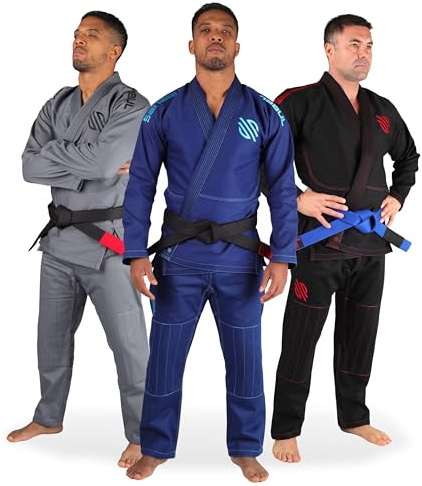 Sanabul Essential BJJ Gi for Men | Brazilian Jiu Jitsu Gi BJJ | Lightweight, Preshrunk Cotton Fabric | IBJJF Approved (Navy, A1)
