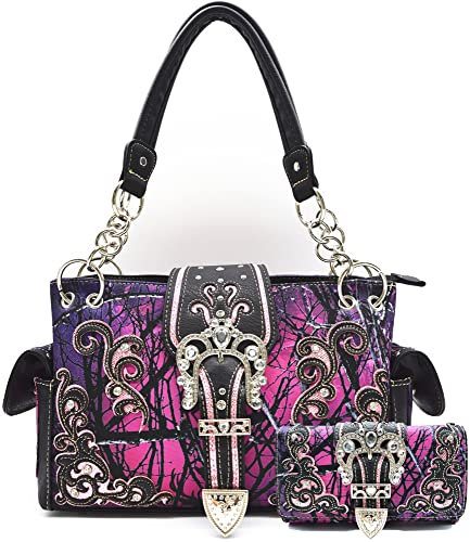 WESTERN ORIGIN - Damenhandtaschen mit Brieftasche im Western-Stil Damen, Violett (violett), Large