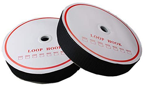 Klettband zum Aufnähen 25 Meter, 50mm Breit (Schwarz, 25 meter Flausch & 25 meter Haken)